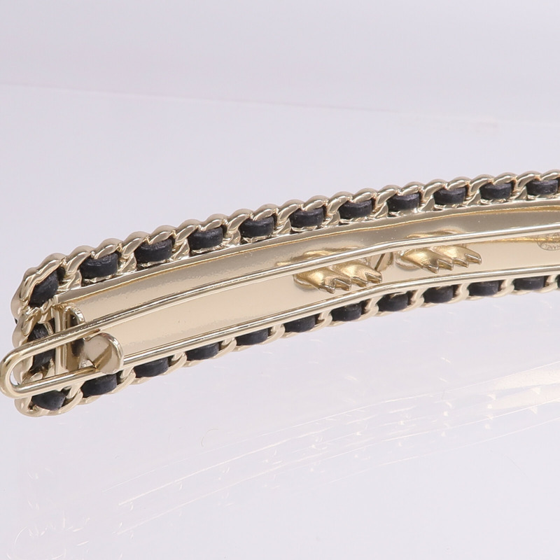CHANEL 金屬/皮革Hair Clip髮夾-3