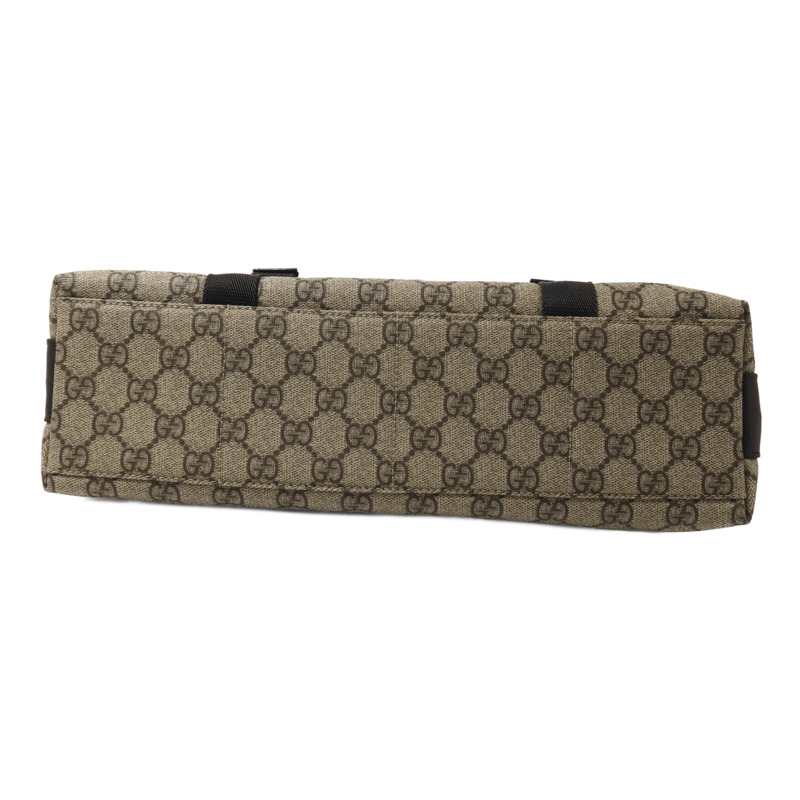 GUCCI 塗層帆布GG Supreme銀扣肩背袋-3