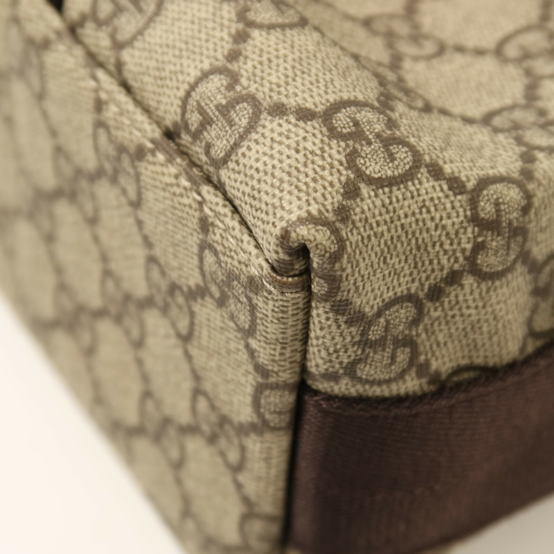 GUCCI 塗層帆布GG Supreme銀扣肩背袋-11