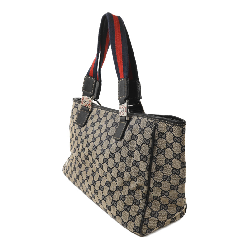 GUCCI 帆布Tote Bag Medium銀扣手挽袋-2