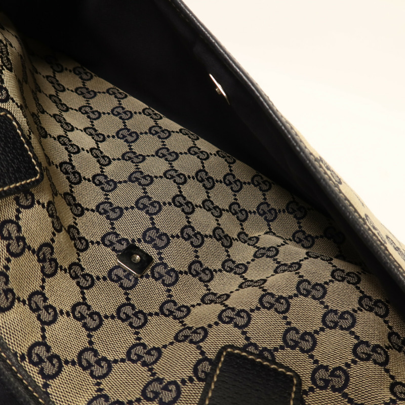 GUCCI 帆布Tote Bag Medium銀扣手挽袋-5