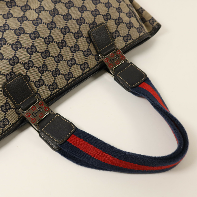 GUCCI 帆布Tote Bag Medium銀扣手挽袋-8