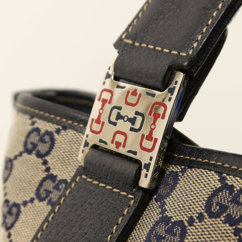 GUCCI 帆布Tote Bag Medium銀扣手挽袋-10