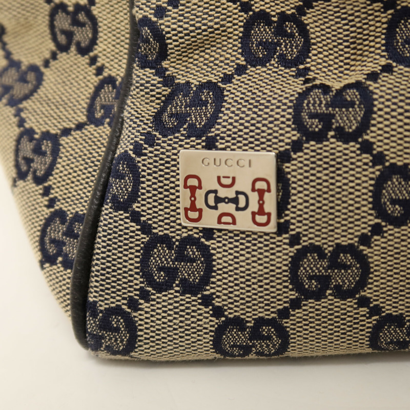 GUCCI 帆布Tote Bag Medium銀扣手挽袋-11