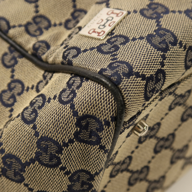 GUCCI 帆布Tote Bag Medium銀扣手挽袋-12