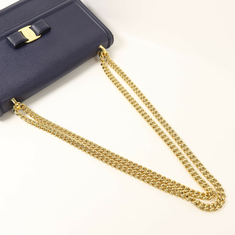 Salvatore Ferragamo 牛皮皮革Vara Bow金扣鏈帶肩背袋-7