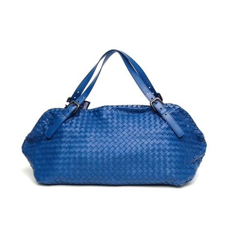 BOTTEGA VENETA 藍色羊皮購物袋