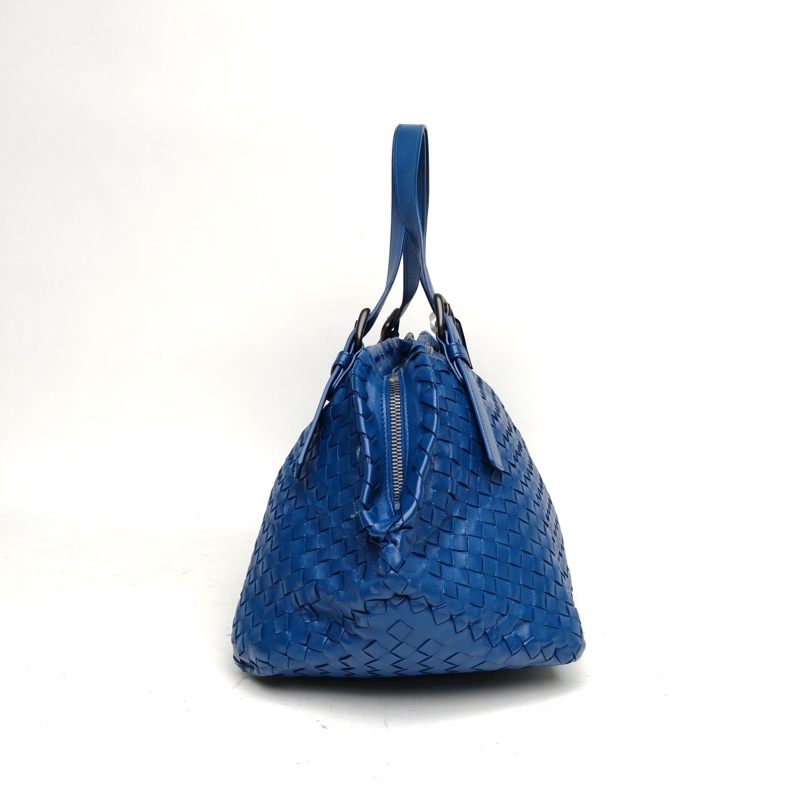 BOTTEGA VENETA 藍色羊皮購物袋-1