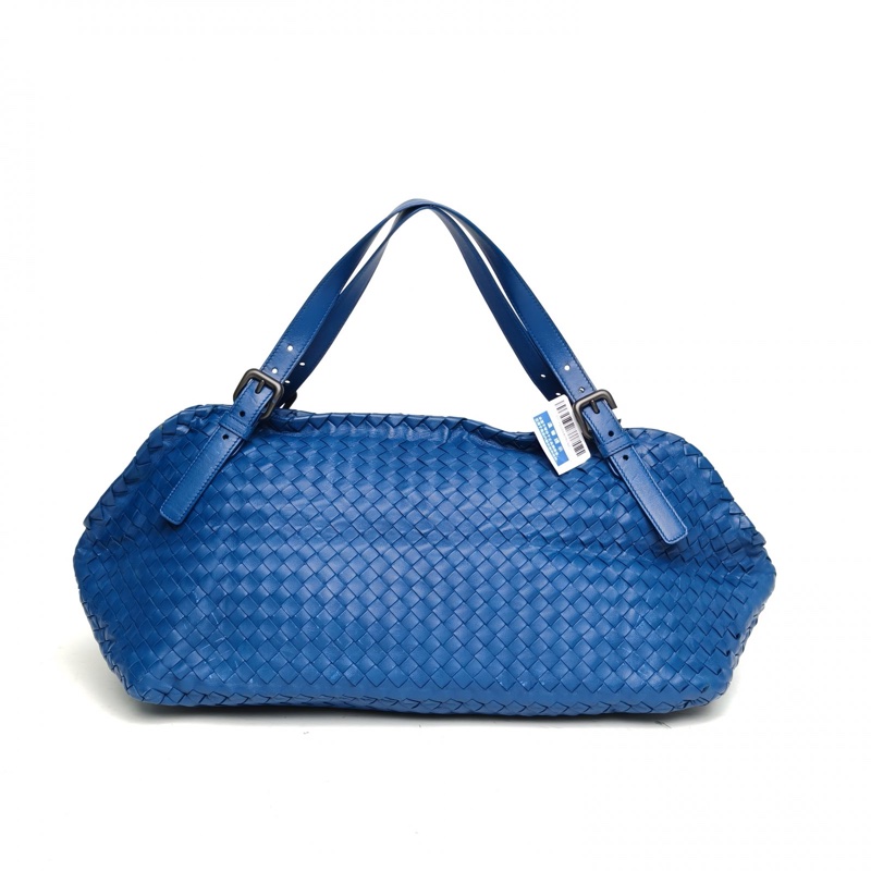 BOTTEGA VENETA 藍色羊皮購物袋-2