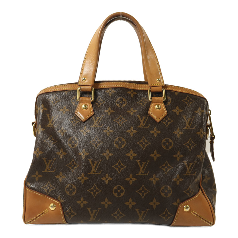 LOUIS VUITTON Monogram Retiro PM金扣手挽肩背兩用袋棕色-1