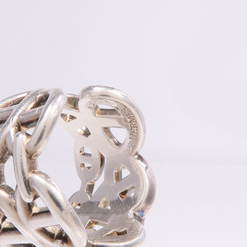 HERMES 925純銀Chaine d'ancre Enchainee Ring戒指Hermes#55/US#7-4