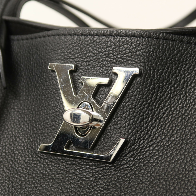 LOUIS VUITTON 牛皮皮革Lockme Go銀扣手挽袋-9