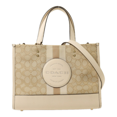 COACH 帆布/皮革2 way Shoulder金扣手挽肩背兩用袋