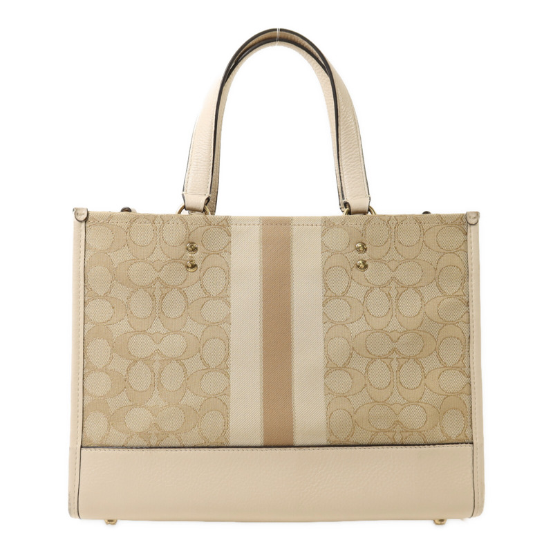 COACH 帆布/皮革2 way Shoulder金扣手挽肩背兩用袋-1