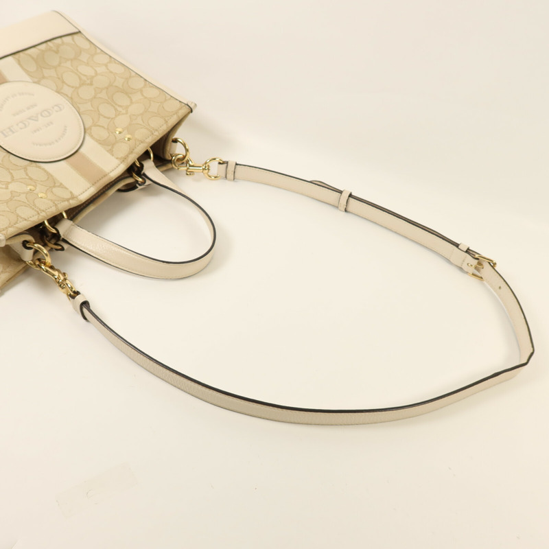 COACH 帆布/皮革2 way Shoulder金扣手挽肩背兩用袋-6