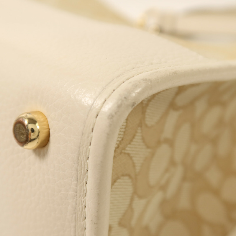 COACH 帆布/皮革2 way Shoulder金扣手挽肩背兩用袋-12