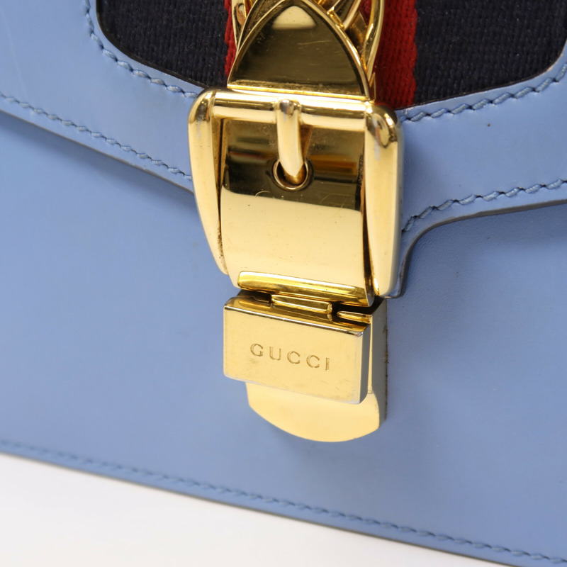 GUCCI 牛皮皮革Sylvie金扣肩背袋-9