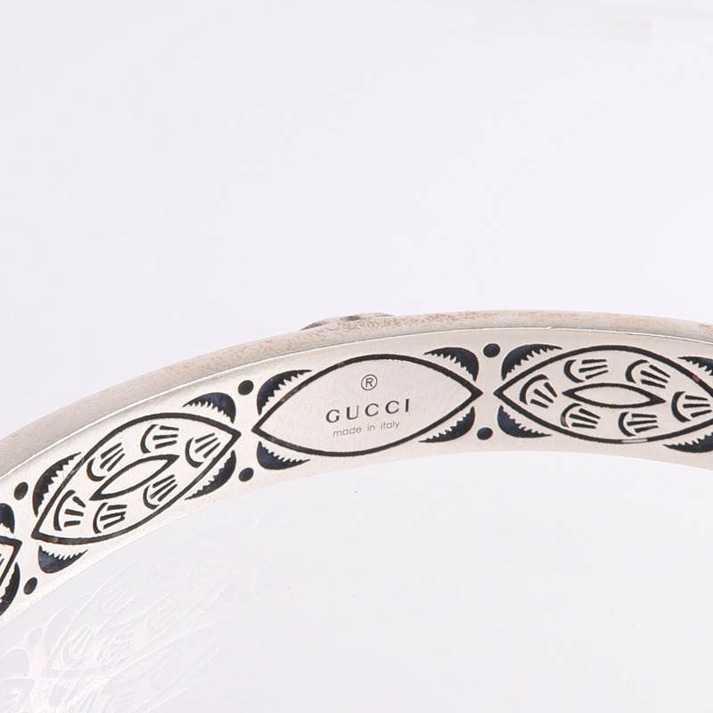 GUCCI 925純銀/琺瑯Interlocking G Cuff手鐲-3