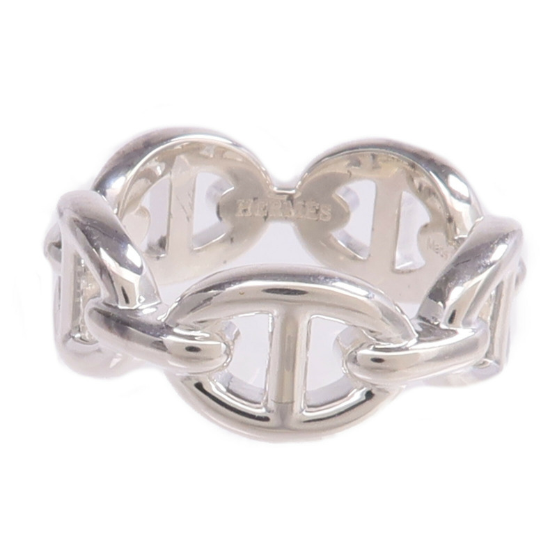 HERMES 925純銀Chaine d'ancre Enchainee Ring戒指Hermes#48/US#4.5-1