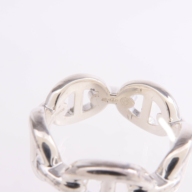 HERMES 925純銀Chaine d'ancre Enchainee Ring戒指Hermes#48/US#4.5-6