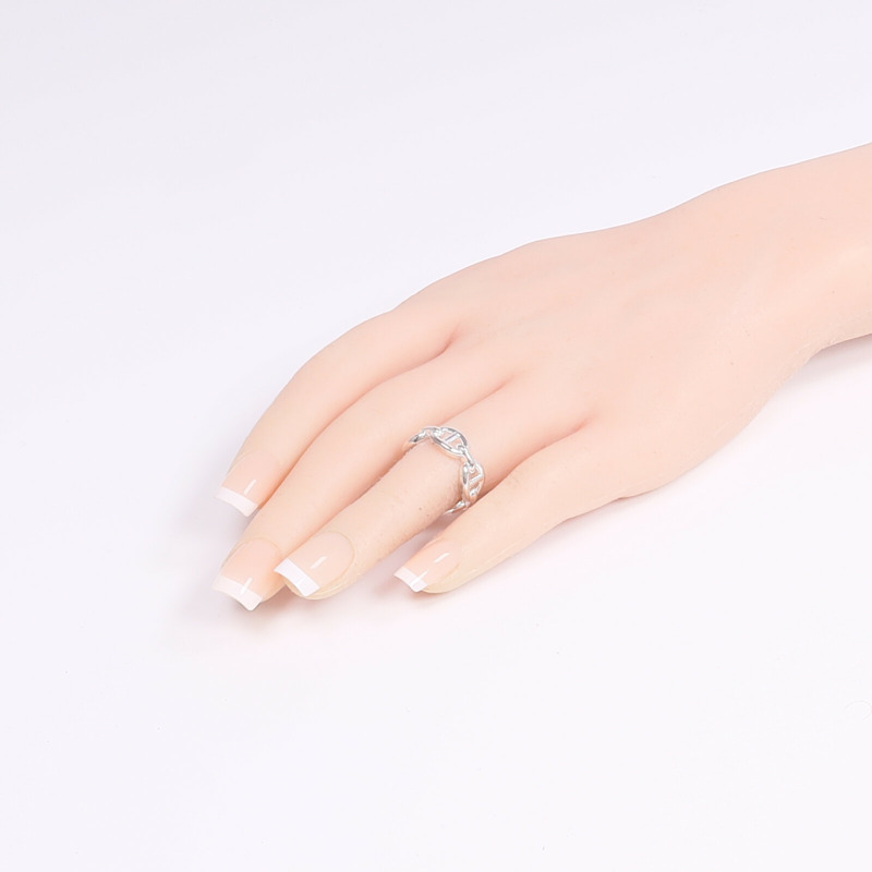 HERMES 925純銀Chaine d'ancre Enchainee Ring戒指Hermes#48/US#4.5-8