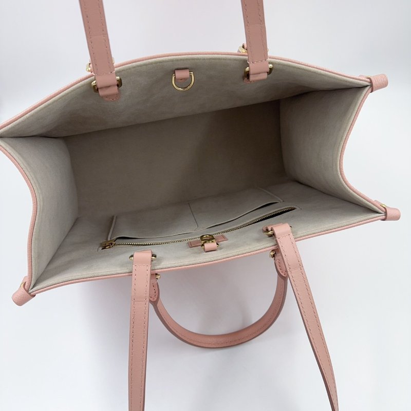 LV粉拚米雙色牛皮on the go MM手提側背包M45982-7