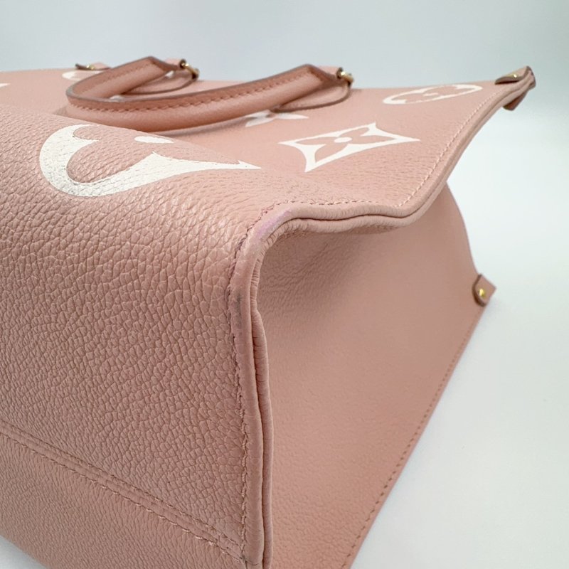 LV粉拚米雙色牛皮on the go MM手提側背包M45982-11