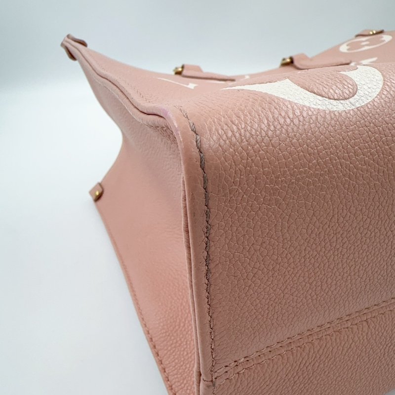 LV粉拚米雙色牛皮on the go MM手提側背包M45982-12