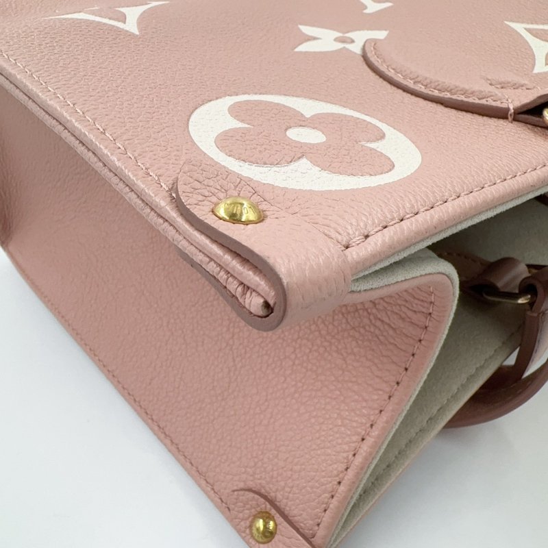 LV粉拚米雙色牛皮on the go MM手提側背包M45982-14