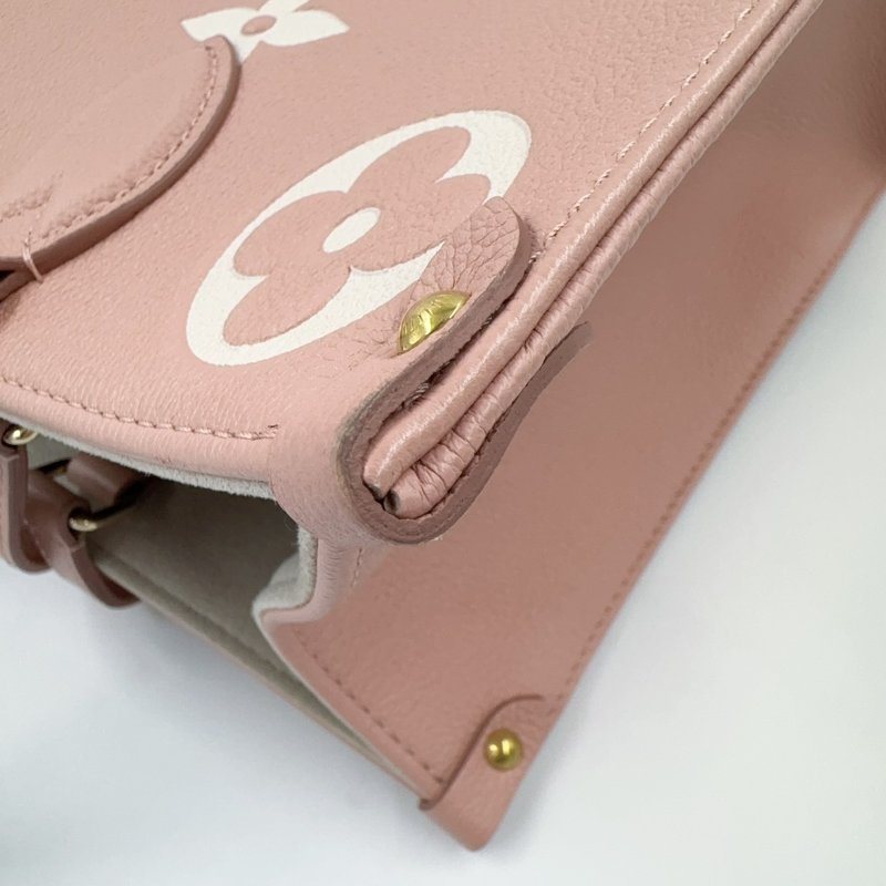 LV粉拚米雙色牛皮on the go MM手提側背包M45982-15