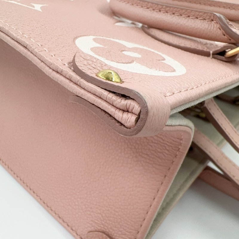 LV粉拚米雙色牛皮on the go MM手提側背包M45982-16