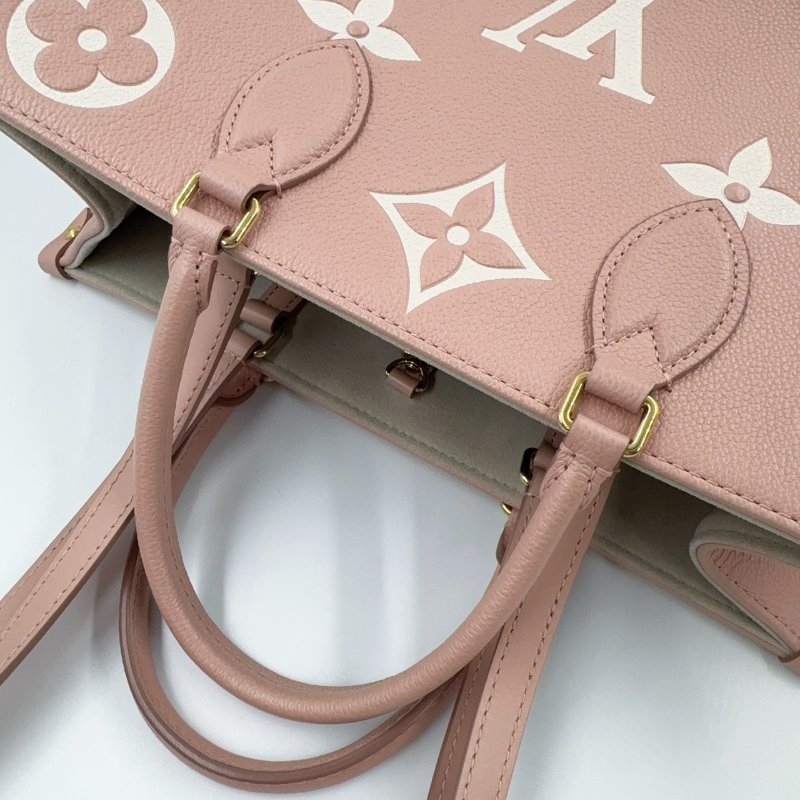 LV粉拚米雙色牛皮on the go MM手提側背包M45982-17