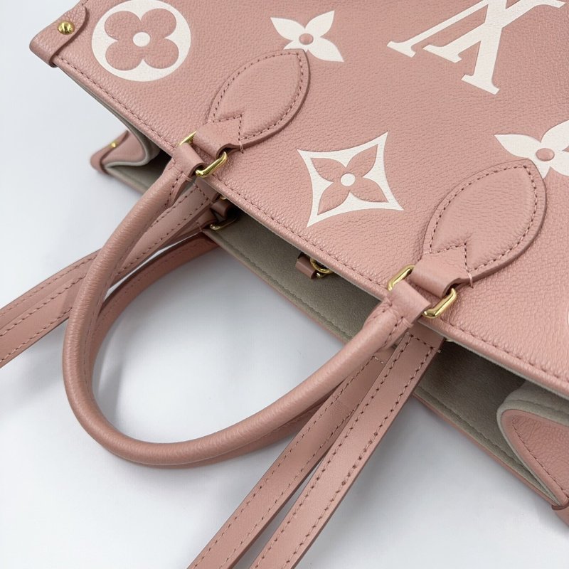 LV粉拚米雙色牛皮on the go MM手提側背包M45982-18