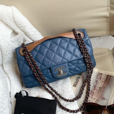 Chanel Vintage雙色牛仔藍拼接COCO 香奈兒