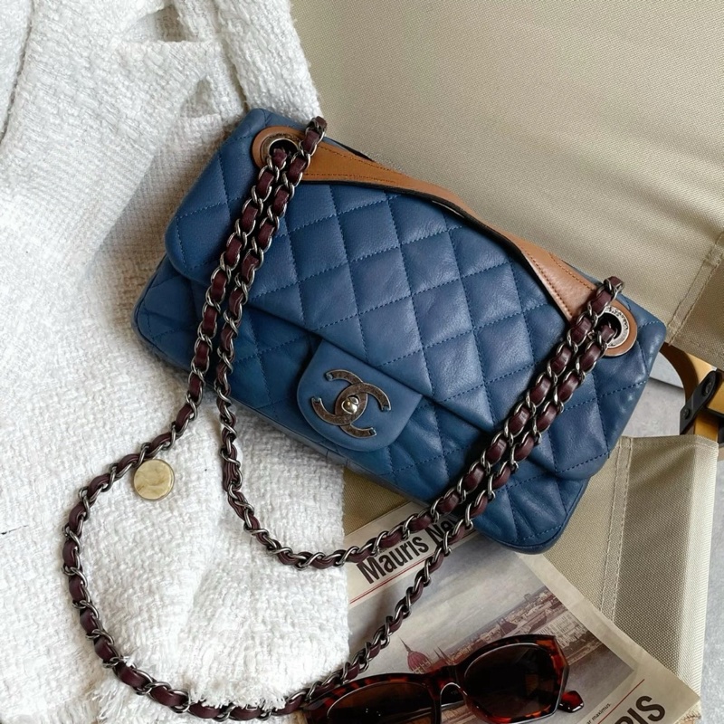 Chanel Vintage雙色牛仔藍拼接COCO 香奈兒-2