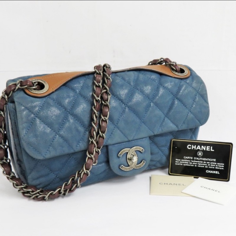 Chanel Vintage雙色牛仔藍拼接COCO 香奈兒-4