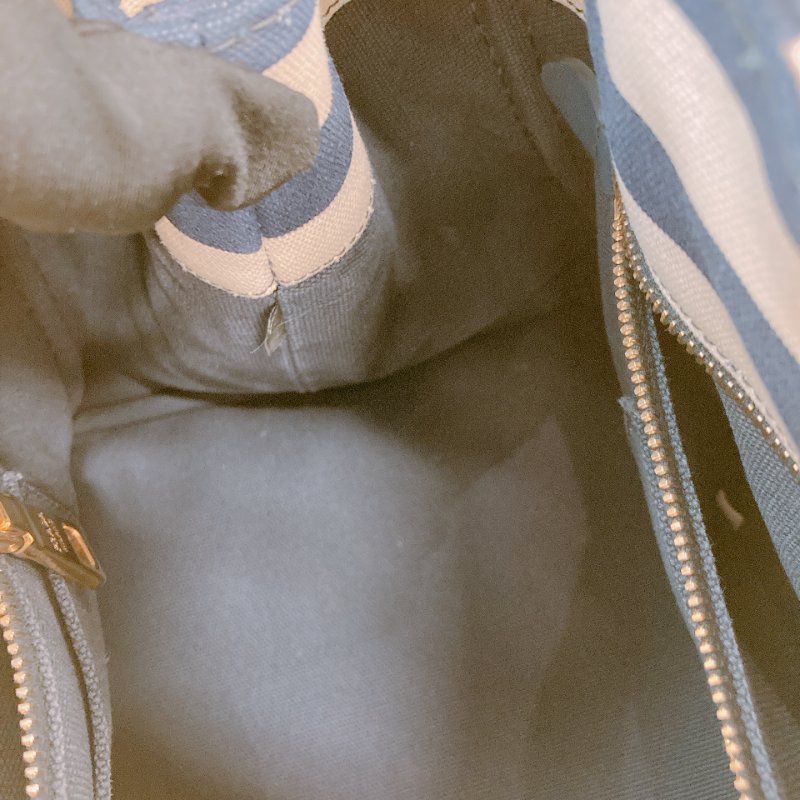 MS0602 Prada 普拉達 麻繩圈標誌 帆布 手提包 單肩包 間條 軍藍色 金扣 Canapa Logo Handle Bag with Strap Canvas Navy x White-18