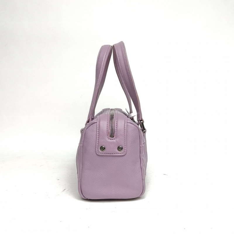 CHANEL 紫色牛皮10開銀扣冰格法棍手提包-1