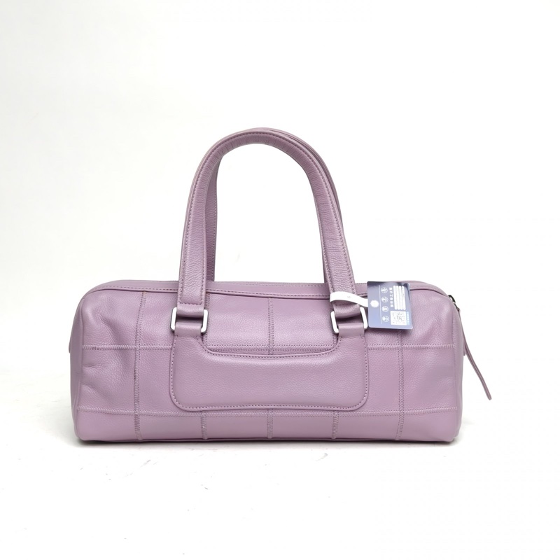 CHANEL 紫色牛皮10開銀扣冰格法棍手提包-2