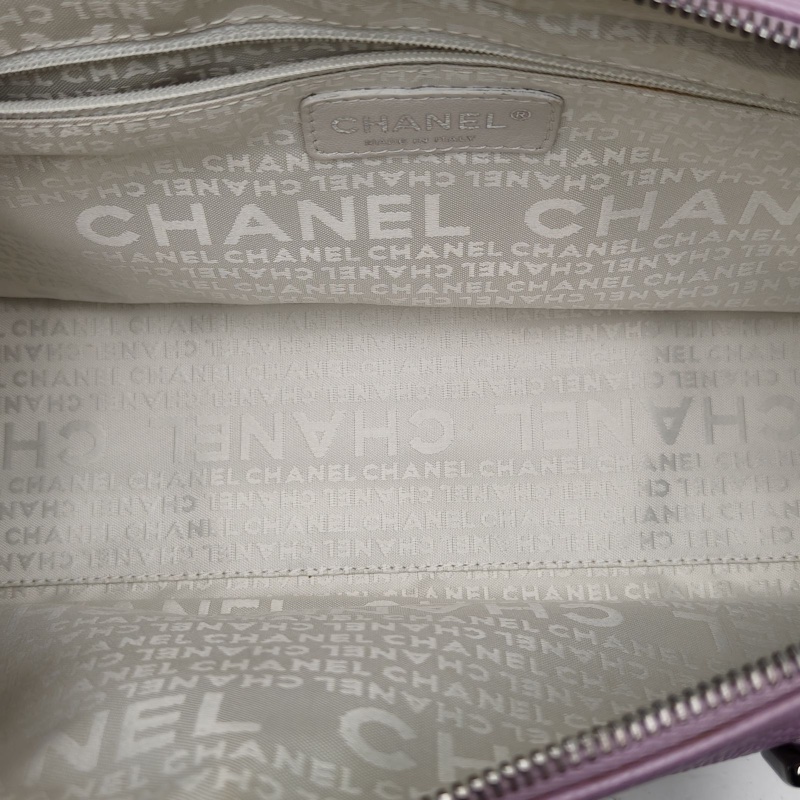 CHANEL 紫色牛皮10開銀扣冰格法棍手提包-4