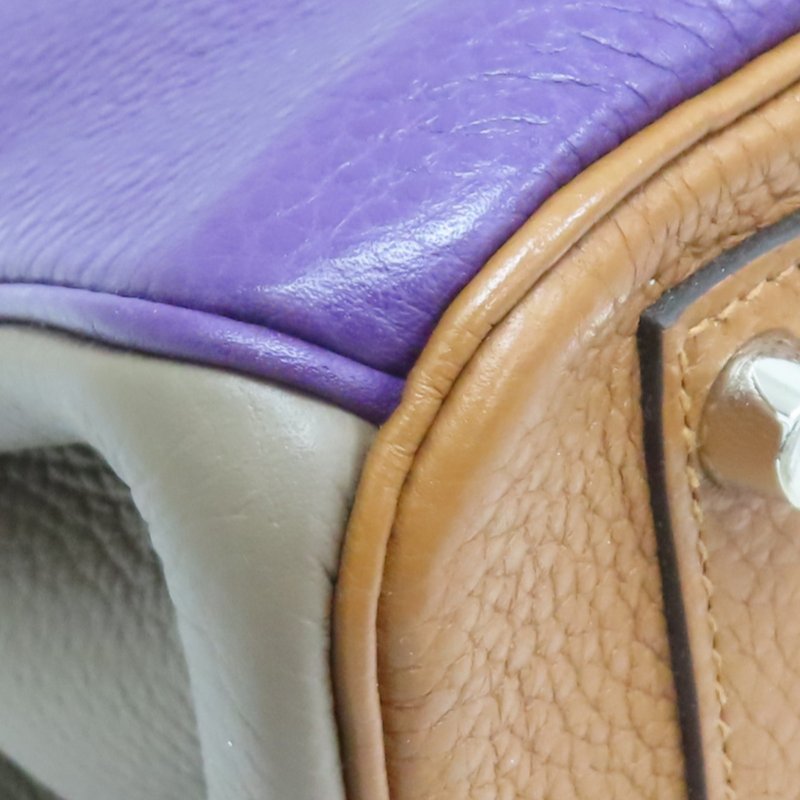 拼色 Clemence 牛皮 Birkin 30 Arlequin 柏金包 手提包 □P刻 銀釦【HERMES 愛馬仕】-5