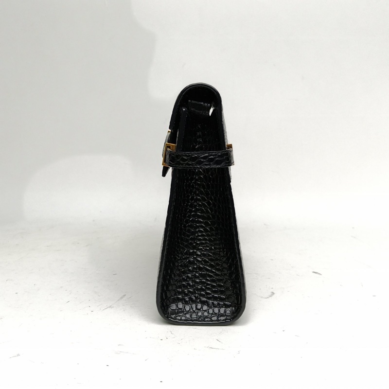 SAINT LAURENT MANHATTAN曼哈頓BOX中號鱷魚壓紋黑色牛皮金扣-1