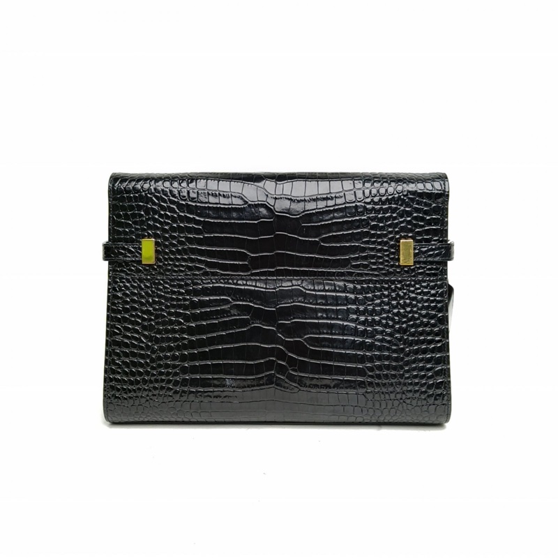 SAINT LAURENT MANHATTAN曼哈頓BOX中號鱷魚壓紋黑色牛皮金扣-2