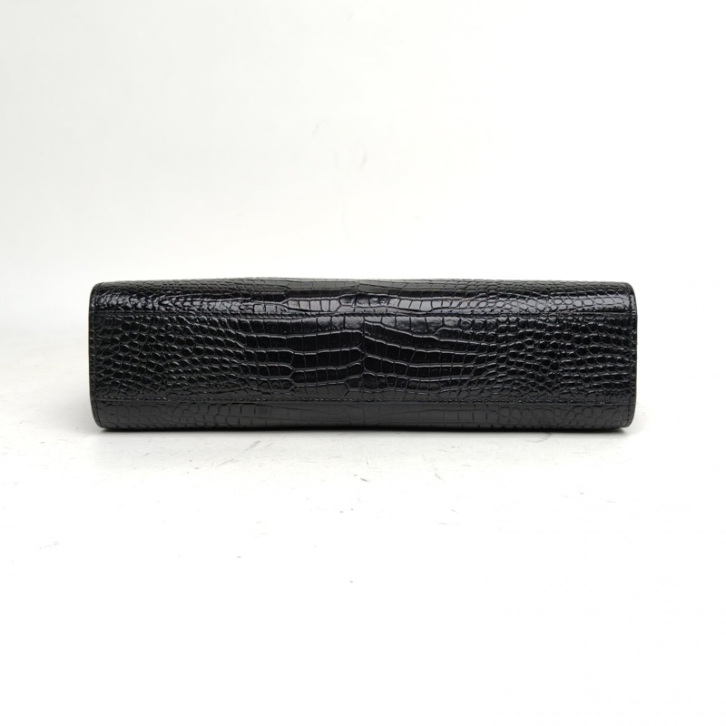 SAINT LAURENT MANHATTAN曼哈頓BOX中號鱷魚壓紋黑色牛皮金扣-3