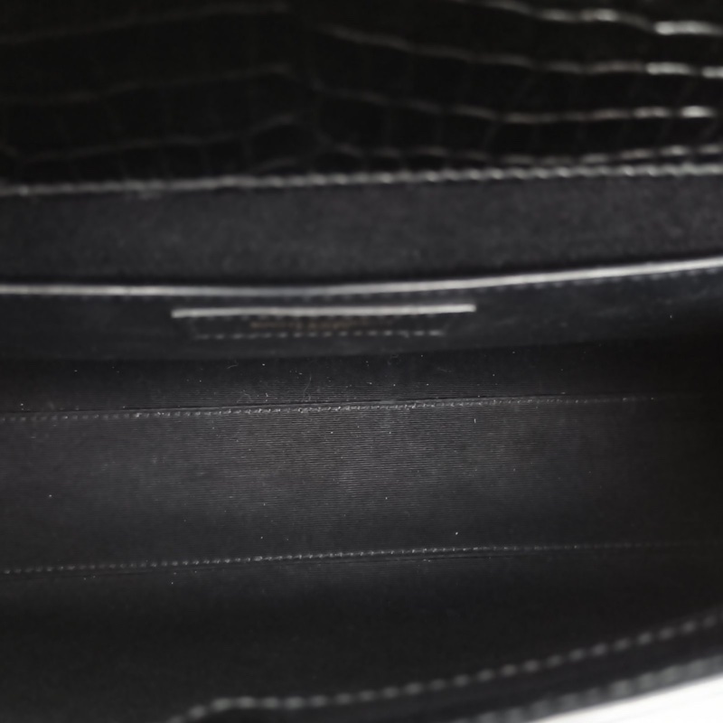 SAINT LAURENT MANHATTAN曼哈頓BOX中號鱷魚壓紋黑色牛皮金扣-5