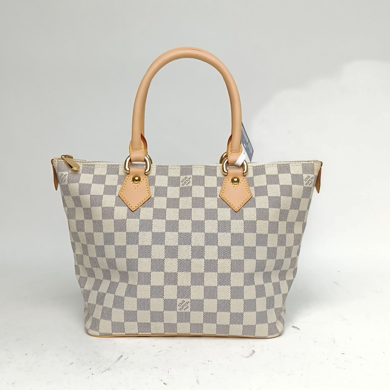 LOUIS VUITTON SaleyaTote托特包PM白棋格PVC金扣2007-2