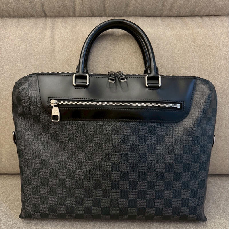 LV黑棋盤格公事包-0