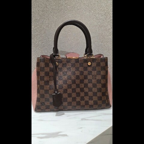 Louis Vuitton LV N41674 Brittany 棋盤格紋皮革鎖組兩用包 