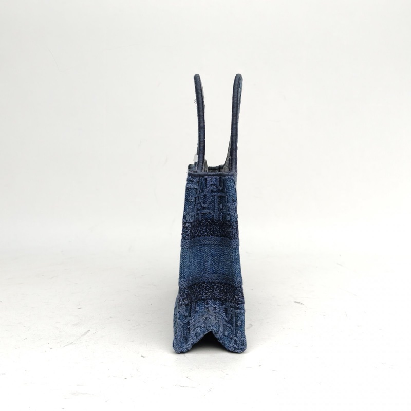 DIOR BookTote迷你藍色帆布2019Oblique印花字母刺繡-1