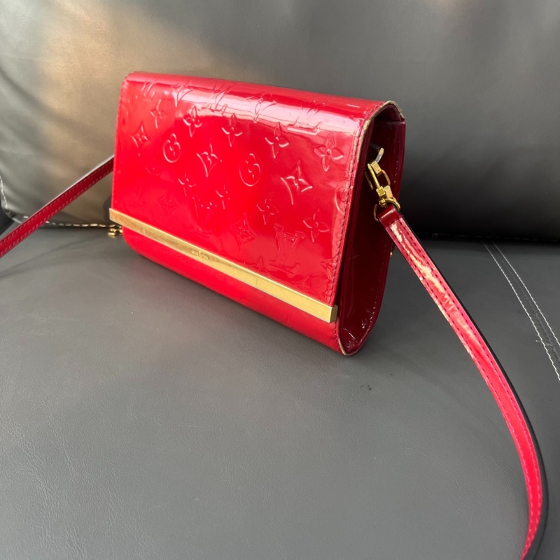 【夏日辣妹🥵又美又酷✨全網稀有】LV 紅色漆皮老花手袋 鏈條包|單肩|斜挎包-3